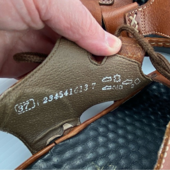 Rieker Sandals Brown Leather Sz 37 - Sz 6 Open Toed Lace Up Ankle Strap - Picture 10 of 11